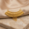 Gold Engraved Bar Fringe Collar Necklace Set