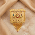 Gold Dual Peacock Meenakari Rectangle Tassel Pendant Necklace Set