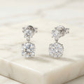 Double Round Crystal Drop Stud Earrings