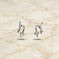 Silver Double-Row Heart Wrap Earrings