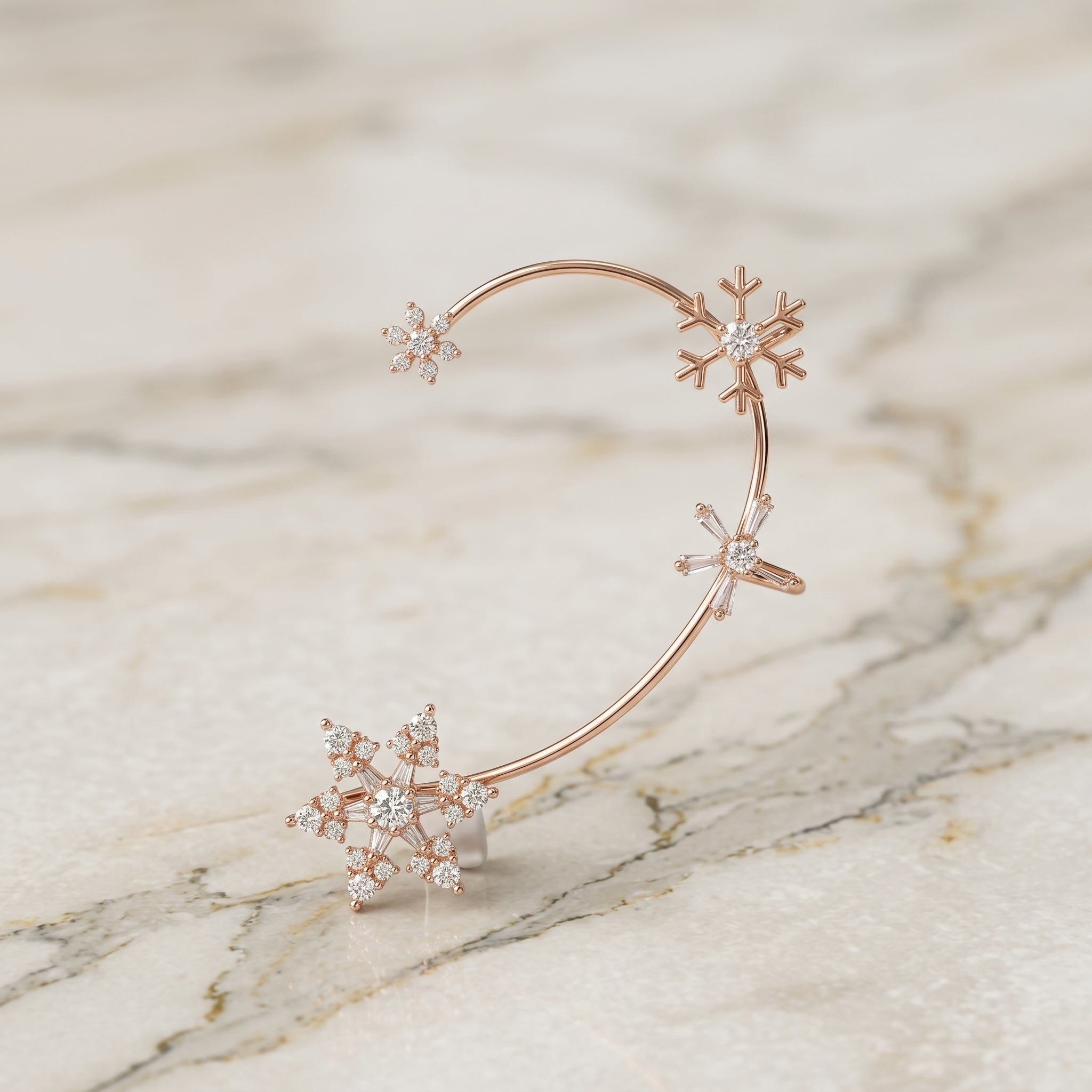 Rose Gold Celestial Snowflake Ear Cuff
