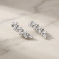Silver Marquise Bead Cluster Earrings