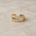 Gold Double-Row Crystal Wide Ear Cuff