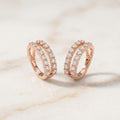 Rose Gold Double-Row Crystal Wide Ear Cuff