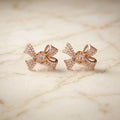 Rose Gold Pavé Bow Stud Earrings