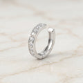 Silver Pavé Huggie Hoop Earring