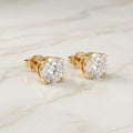 Gold Round Crystal Four-Prong Stud Earrings