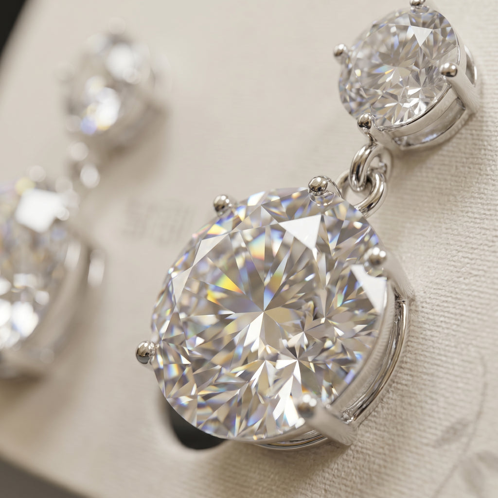 Double Round Crystal Drop Stud Earrings