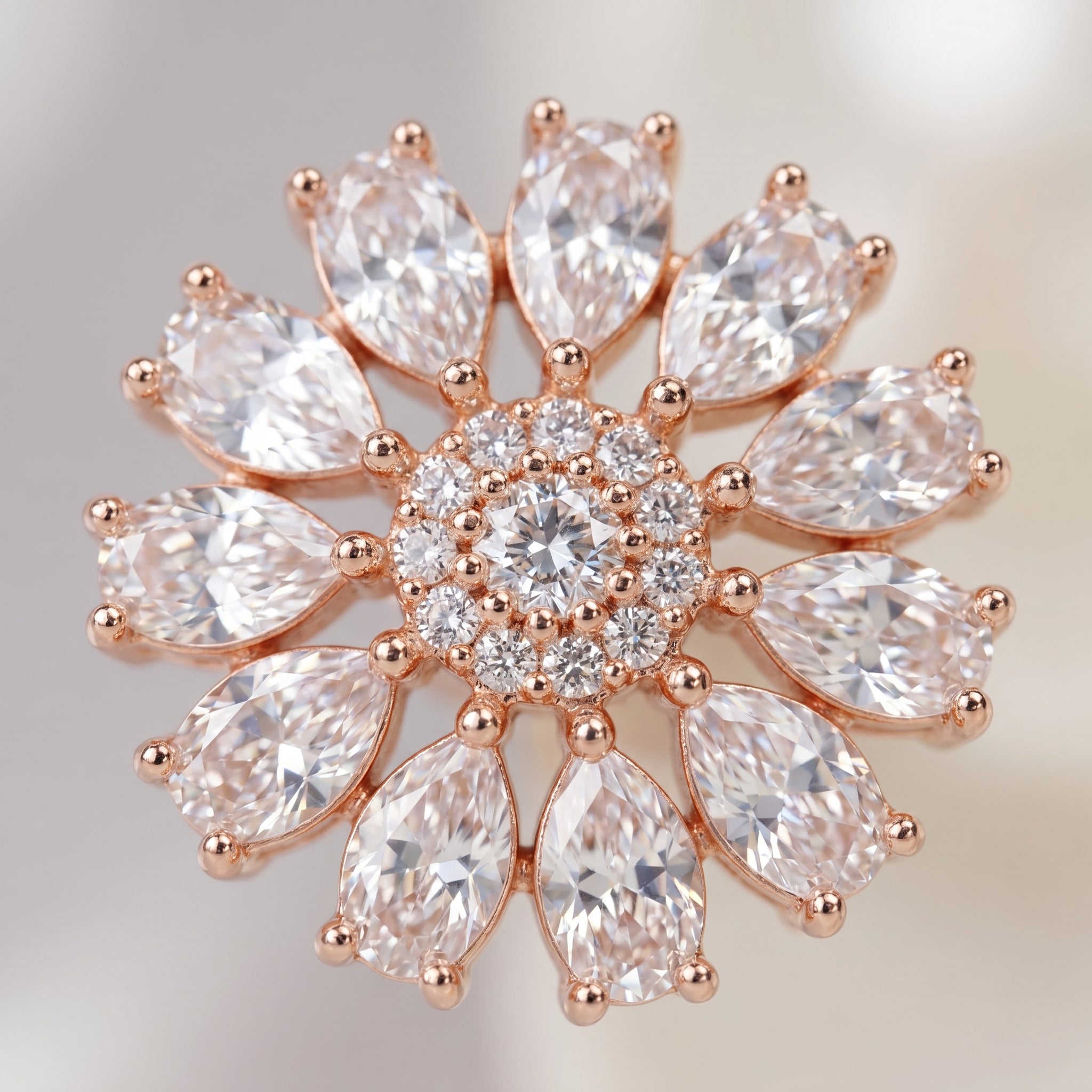 Rose Gold Layered Sunburst Flower Stud Earrings