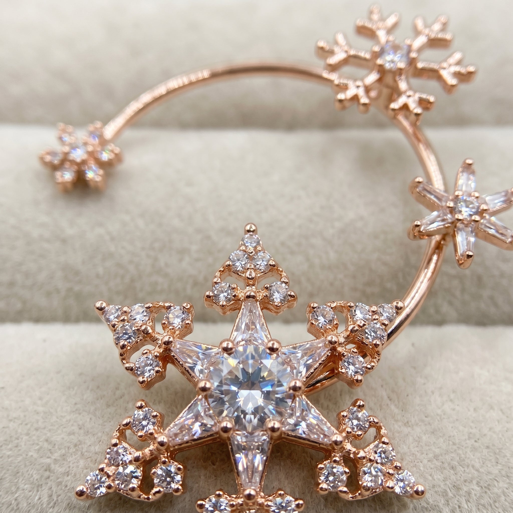 Rose Gold Celestial Snowflake Ear Cuff