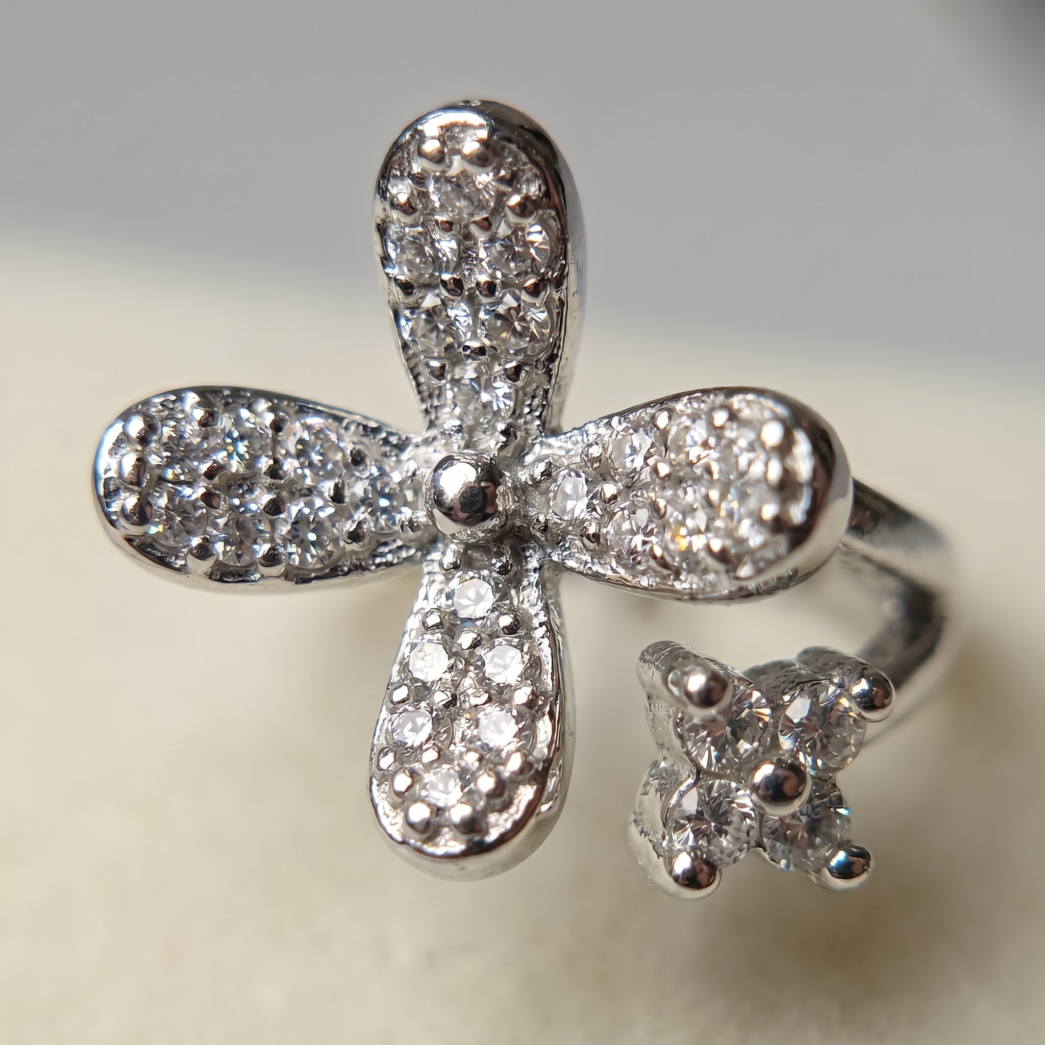 Silver Pavé Flower Earrings