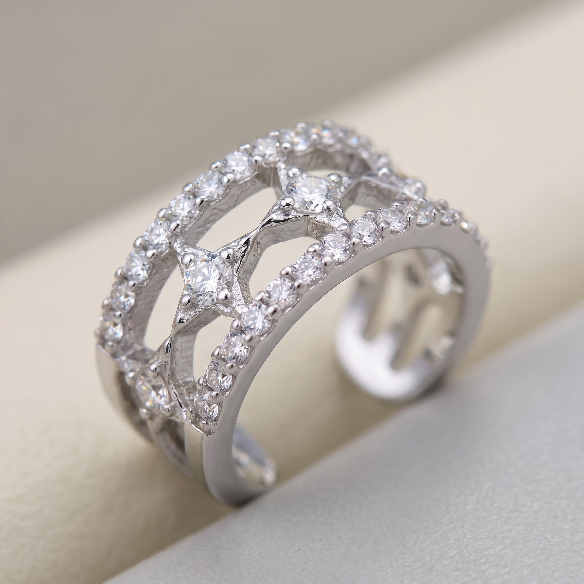 Silver Star Cutout Wide Earring