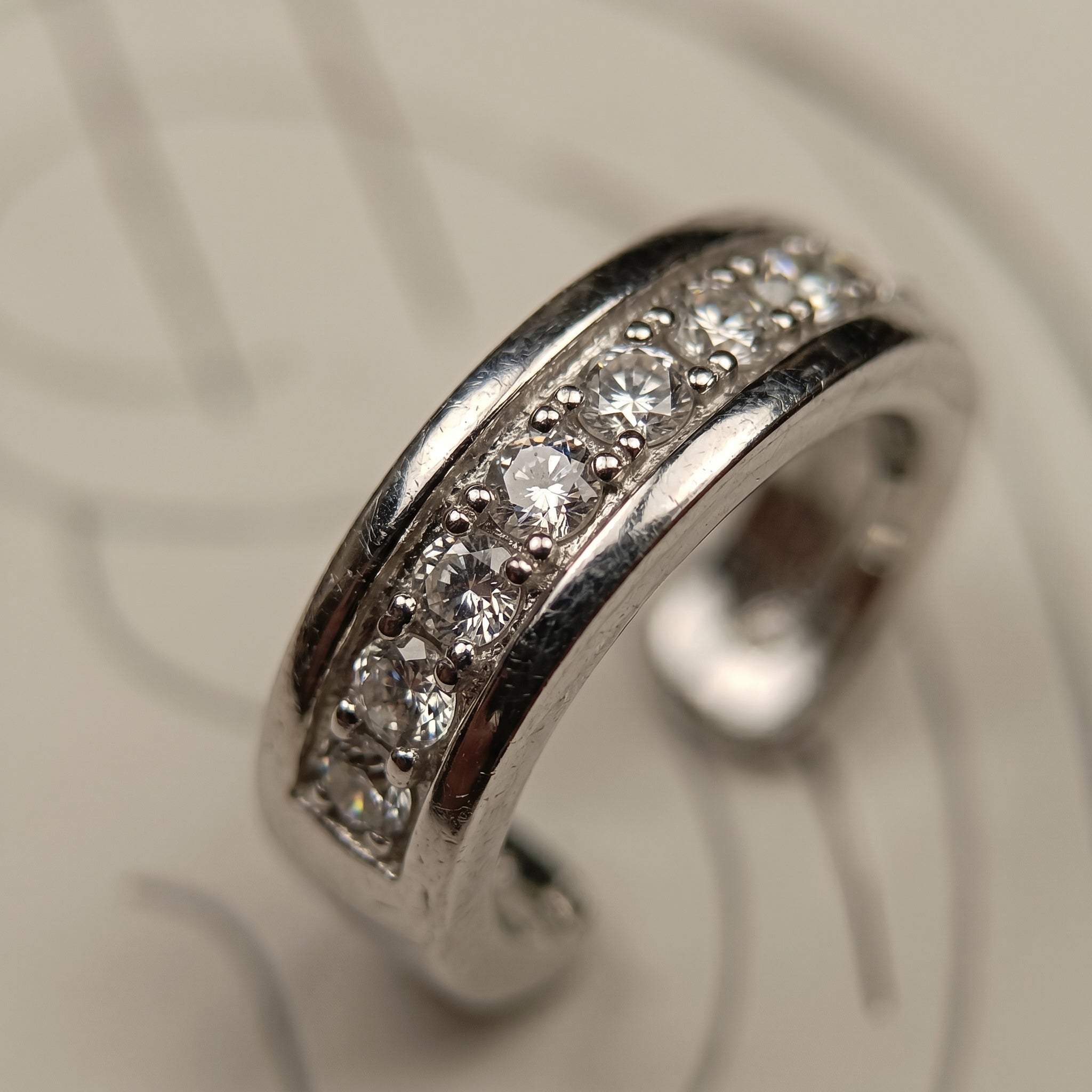 Silver Pavé Huggie Hoop Earring