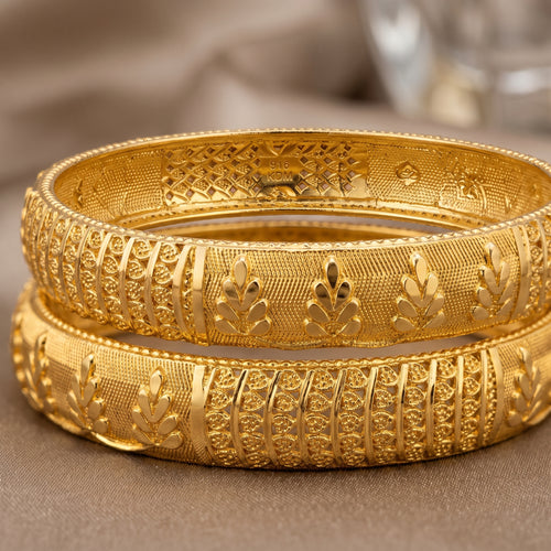 Gold Black Meenakari Palm Leaf Panel Bangle Pair