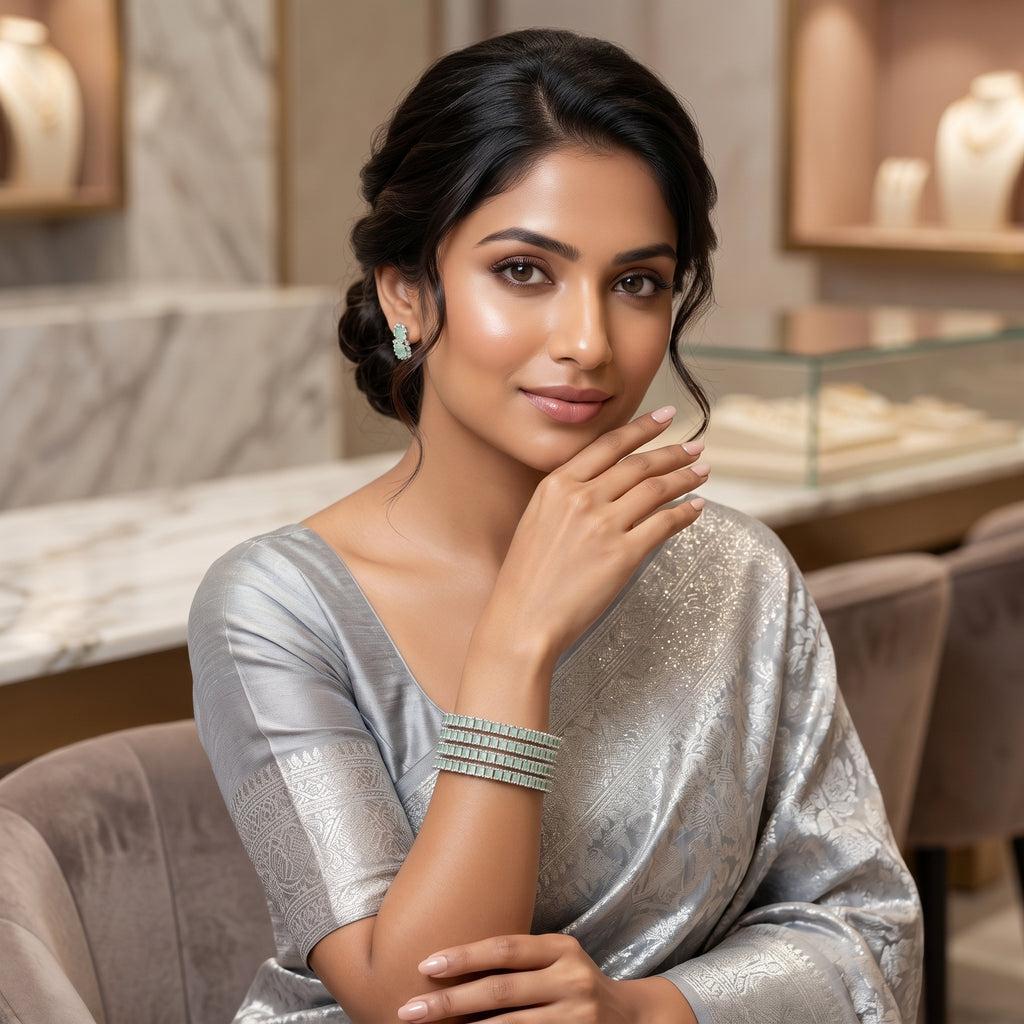 Mint Princess-Cut CZ Eternity Bangle Set