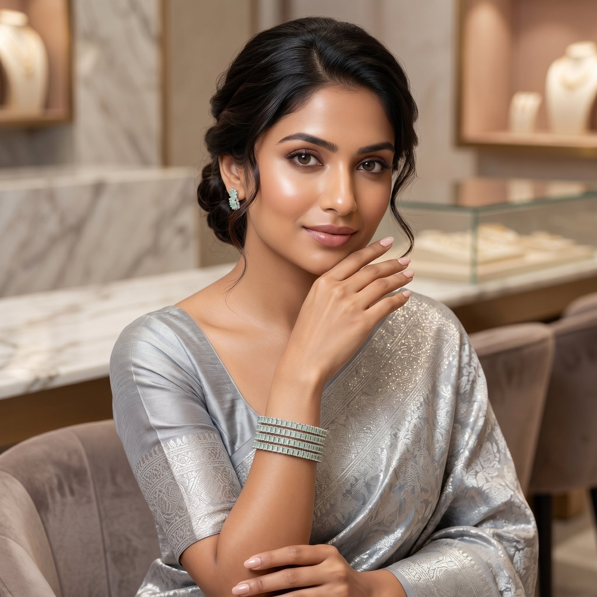 Mint Princess-Cut CZ Eternity Bangle Set