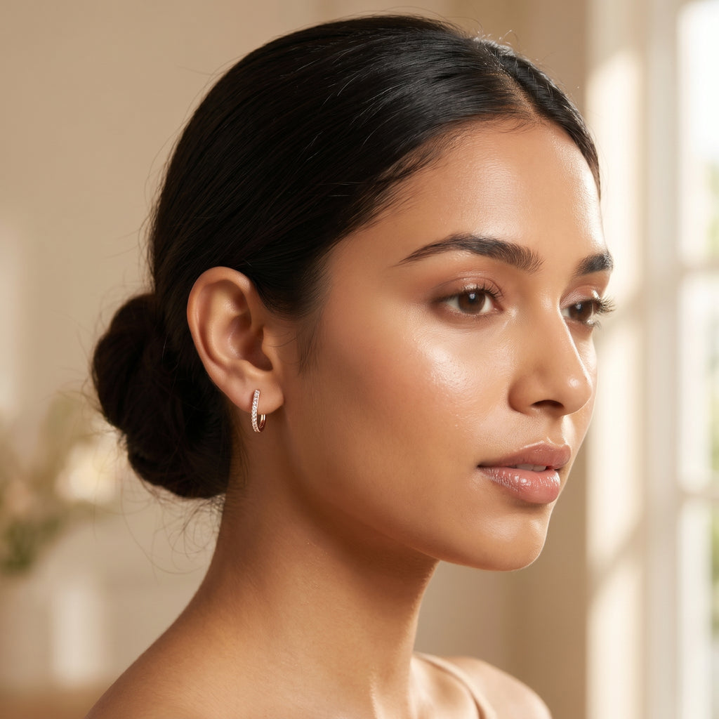 Rose Gold Pavé Mini Hoop Earrings