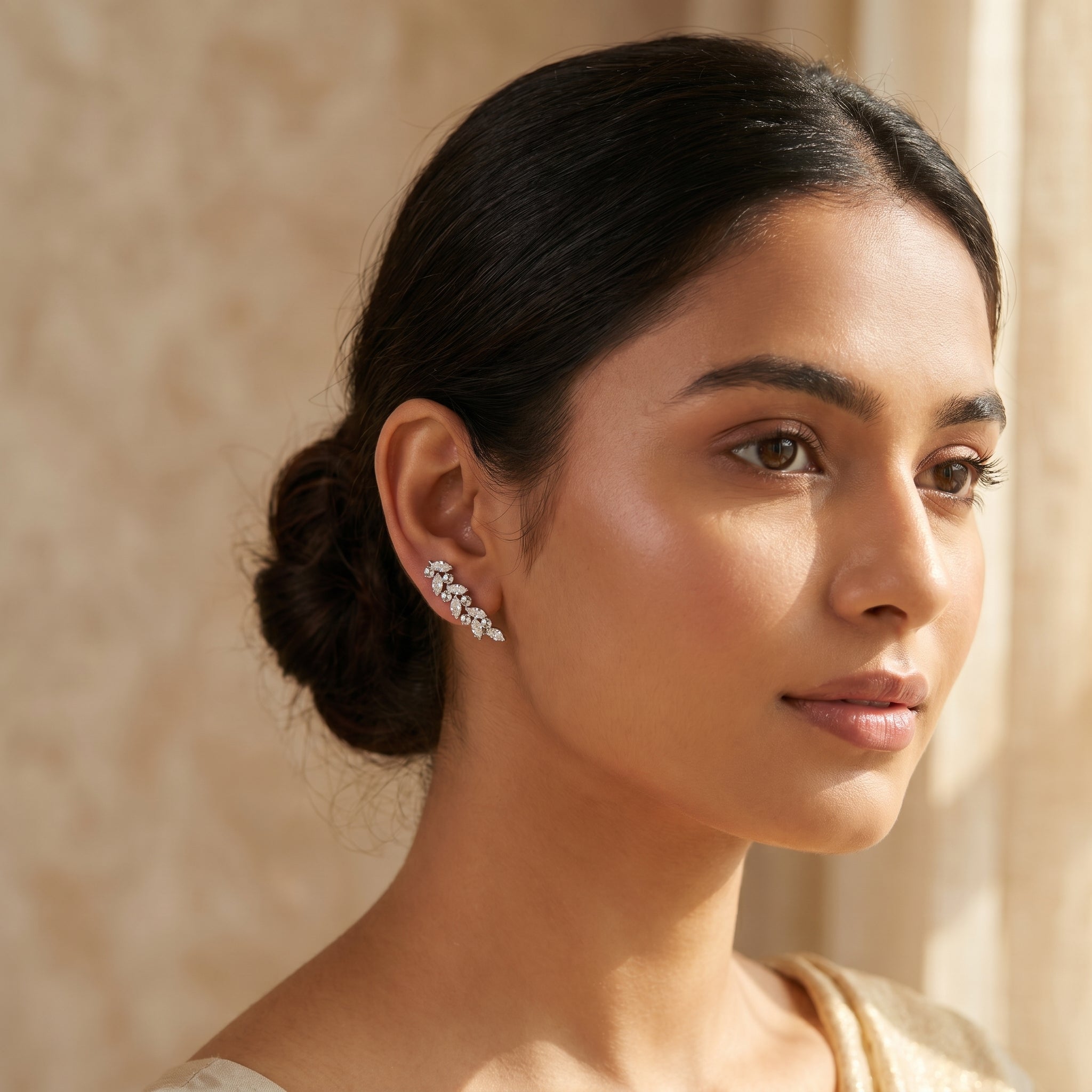 Silver Marquise Bead Cluster Earrings