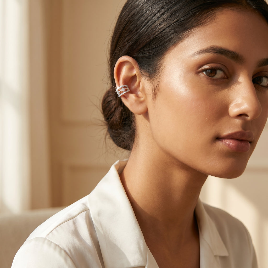 Silver Star Cutout Wide Earring