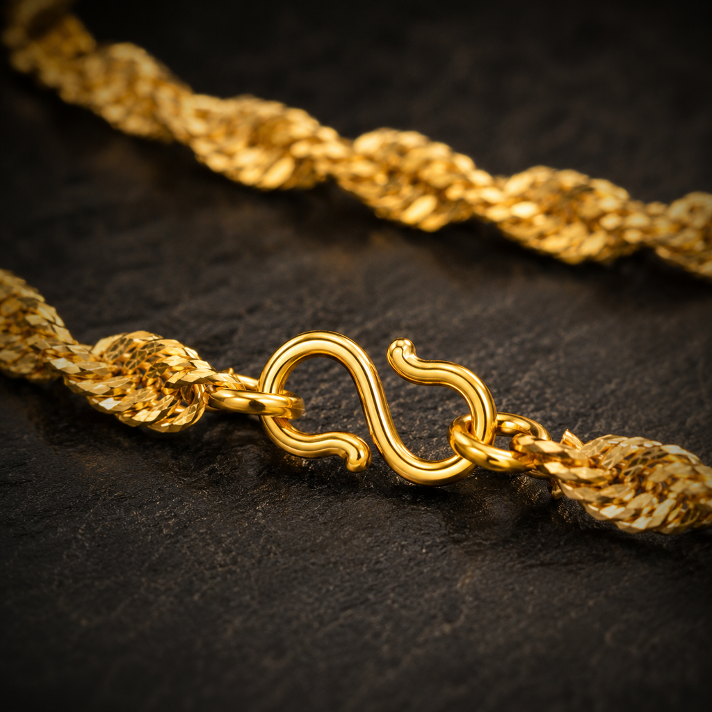 Gold Singapore Rope Twist Chain