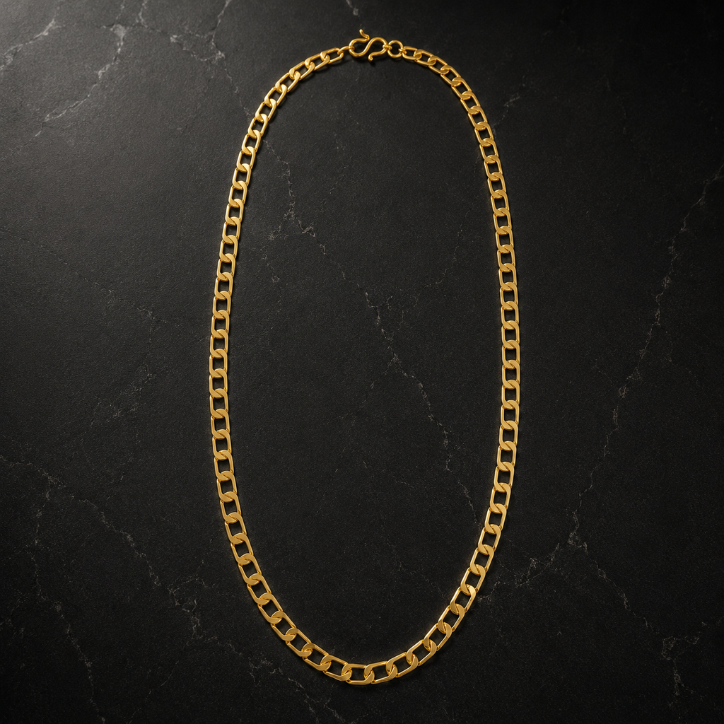 Gold Flat Open Curb Link Chain