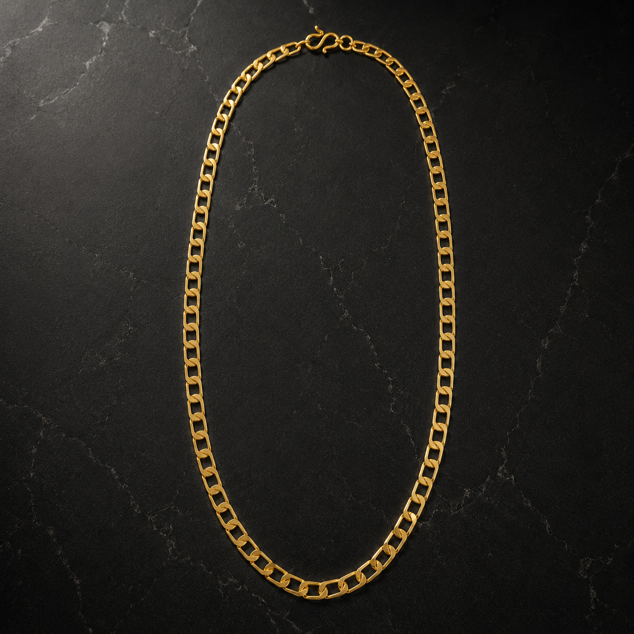 Gold Flat Open Curb Link Chain