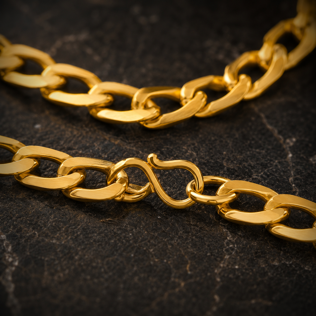 Gold Flat Open Curb Link Chain