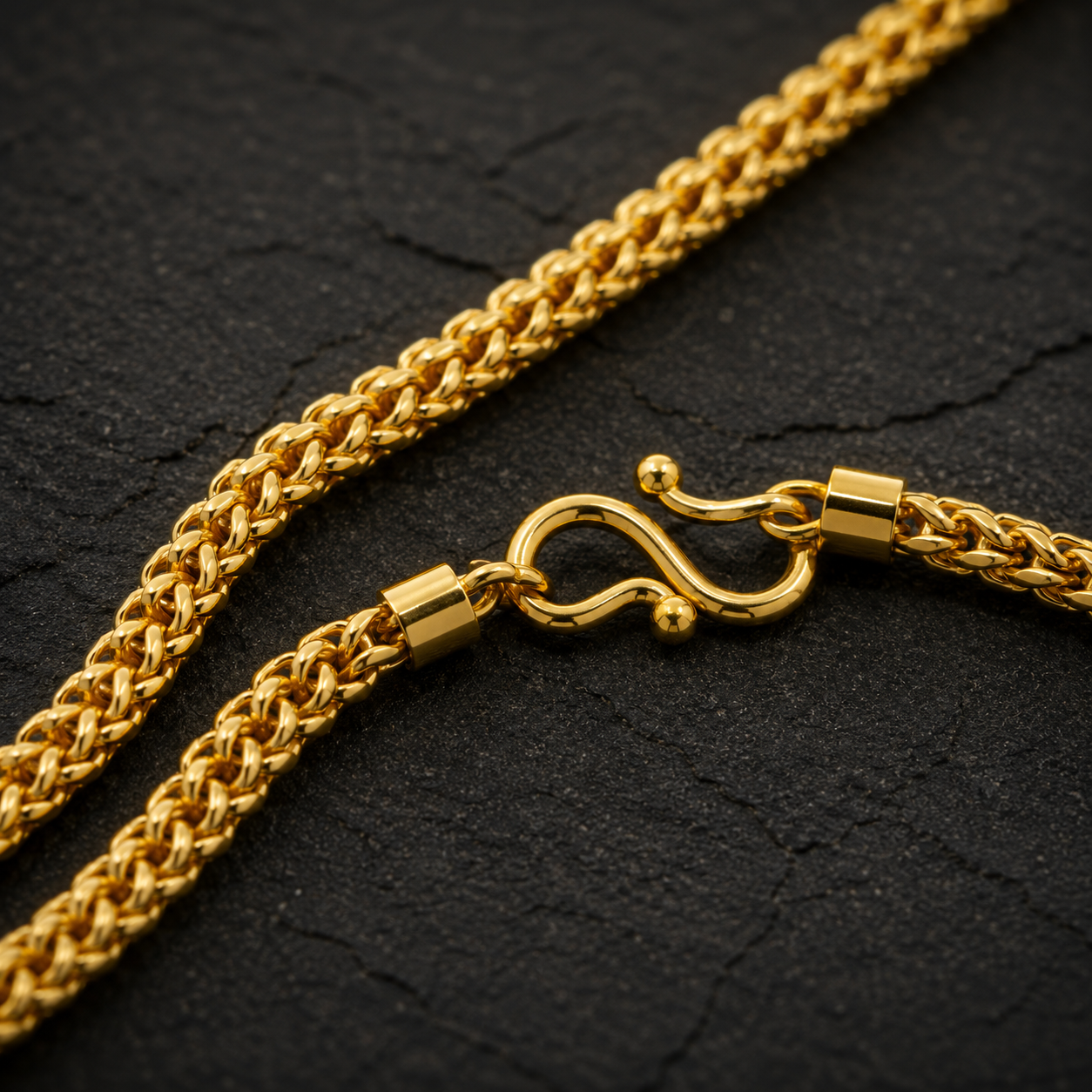 Gold Double Row Bismarck Weave Chain