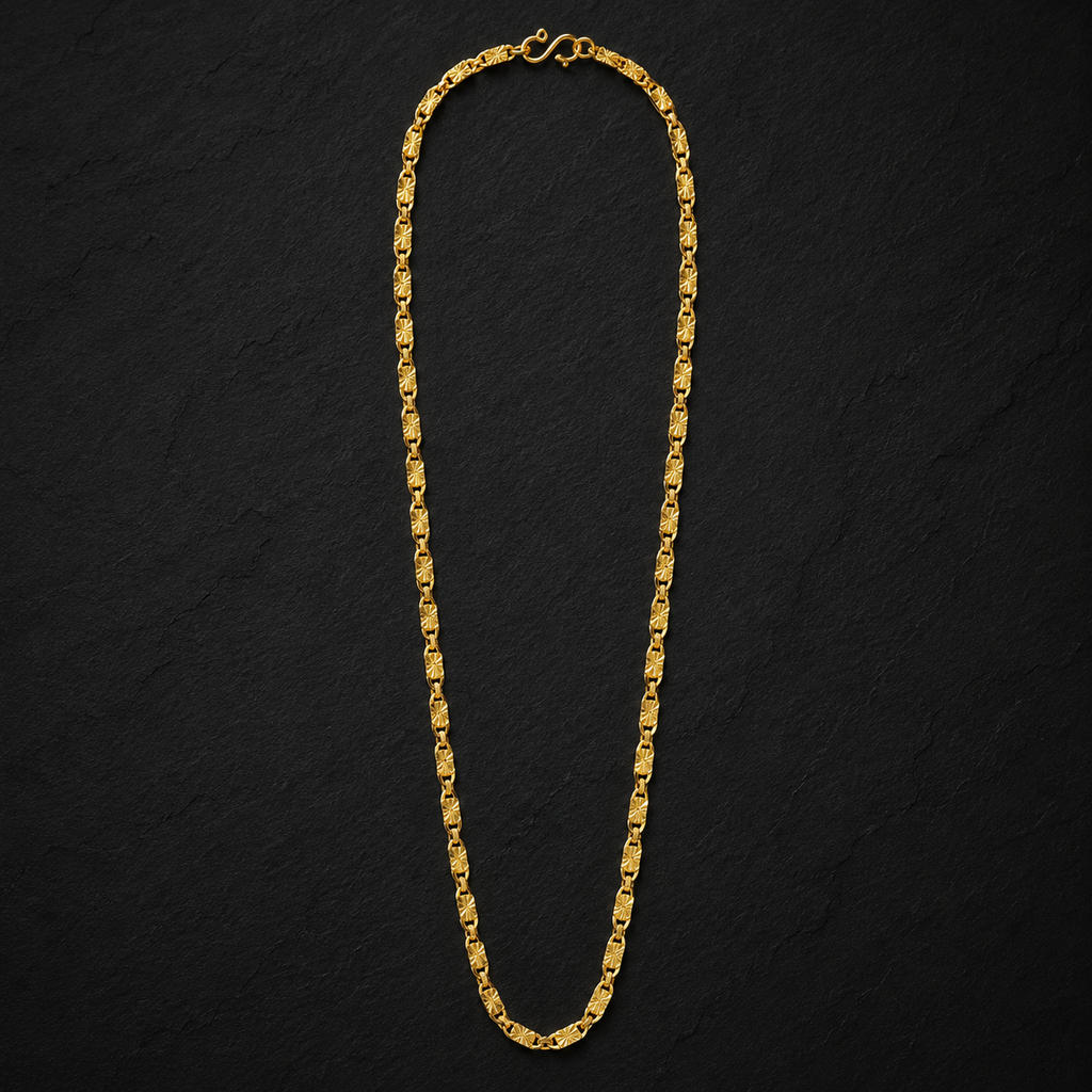 Gold Diamond-Cut Starburst Link Chain
