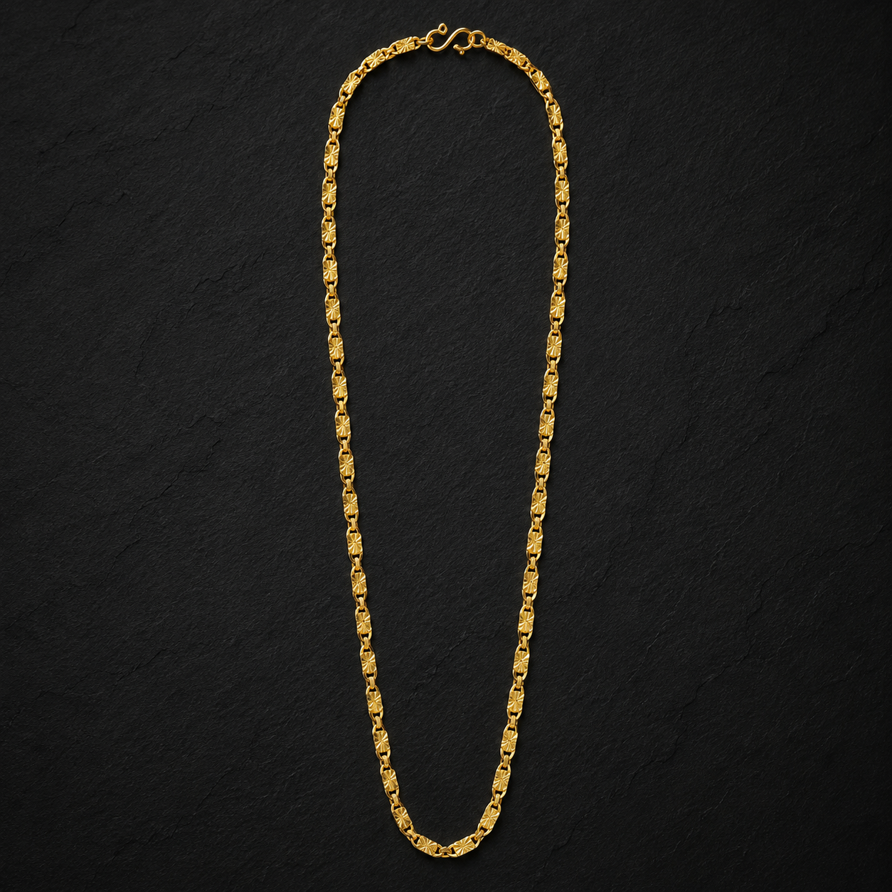 Gold Diamond-Cut Starburst Link Chain