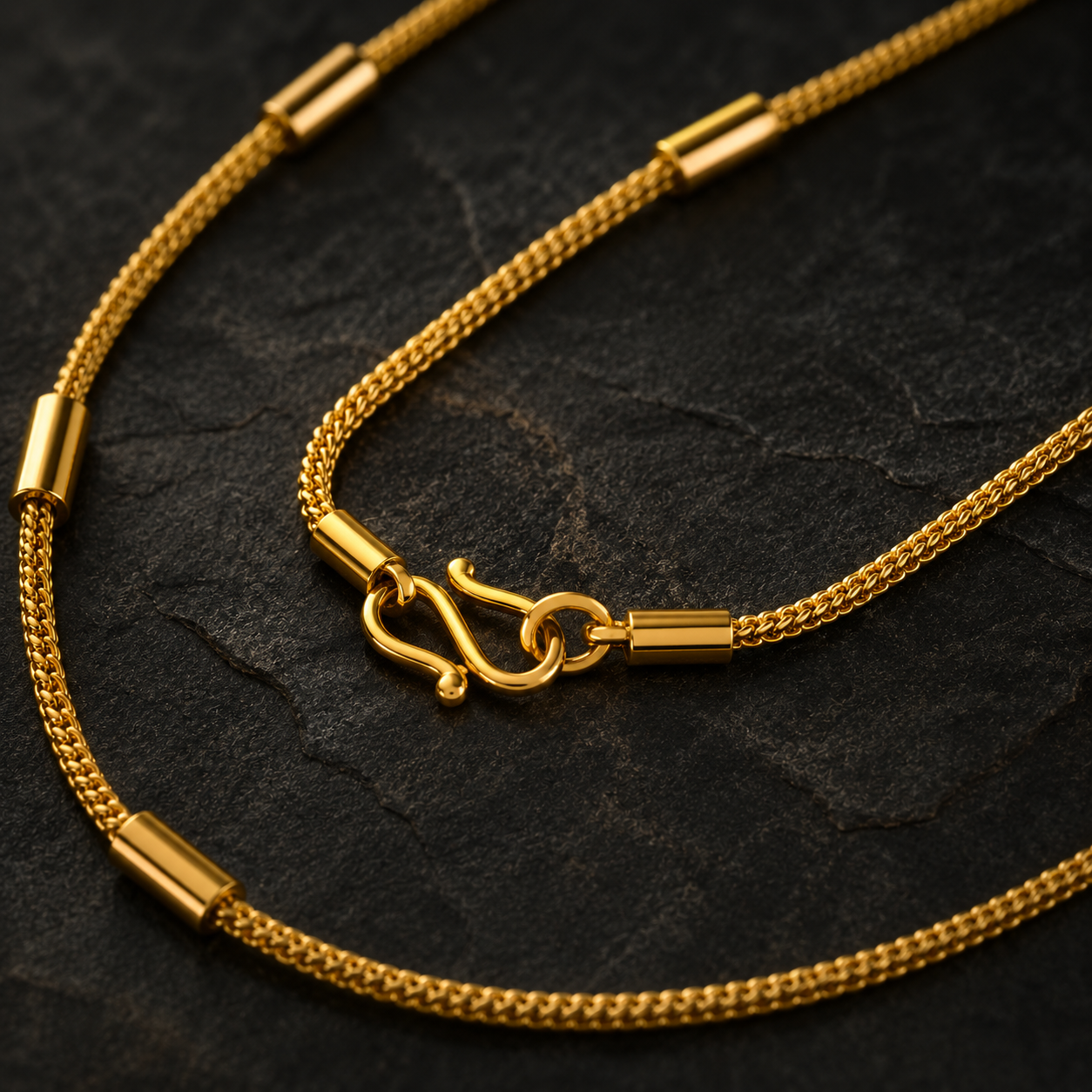 Gold Tube Bar Station Chain