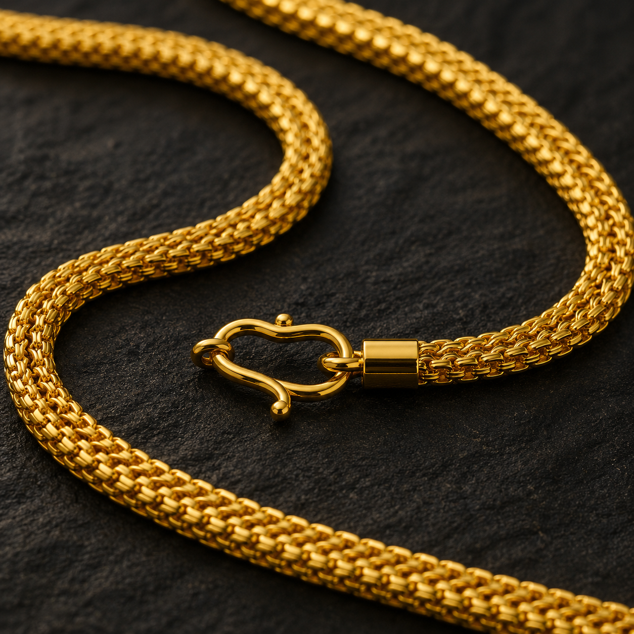 Gold Flat Foxtail Mesh Chain