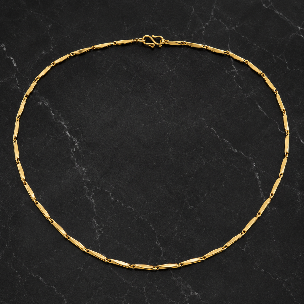 Gold Twisted Bar Link Chain