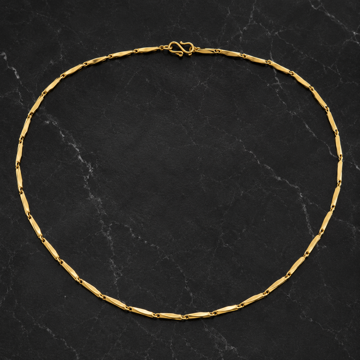 Gold Twisted Bar Link Chain