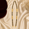 Gold Triple-Strand Black Bead Diamond-Cut Plaque Long Mangalsutra Set