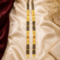Gold Triple-Strand Black Bead Bar & Oval Medallion Mangalsutra Set