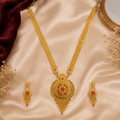 Gold Floral Medallion Tassel Necklace Set