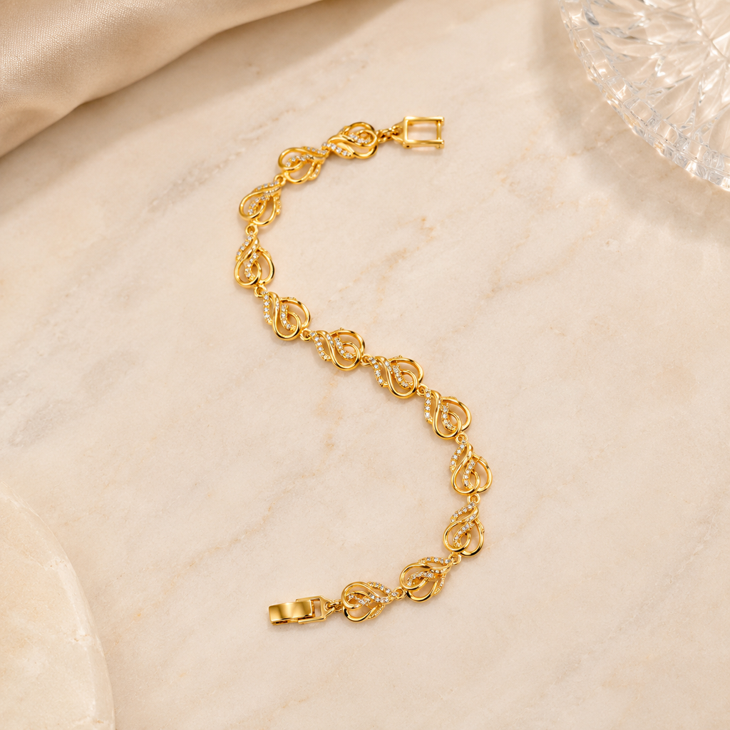 Gold Swirl Filigree Pavé Bracelet