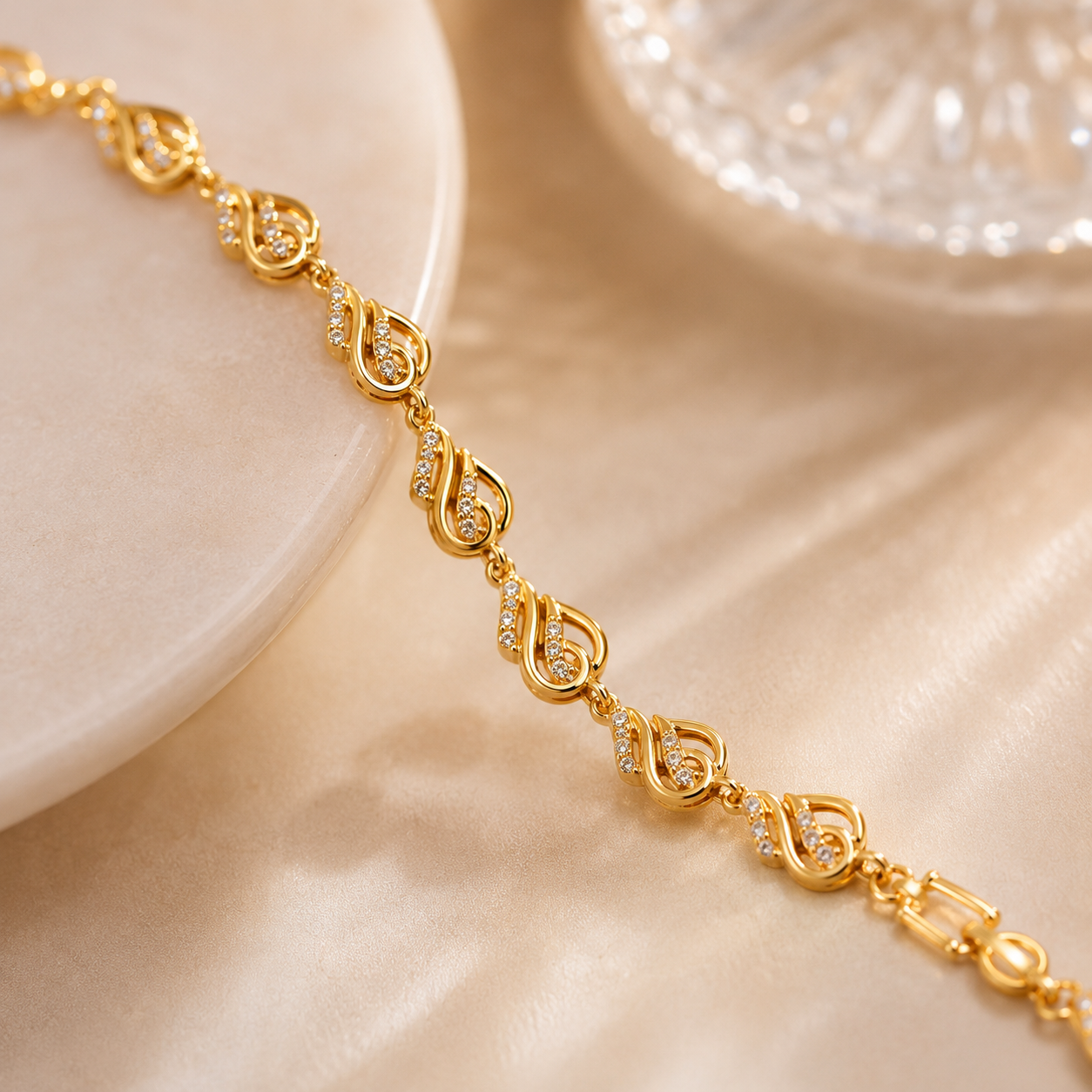 Gold Swirl Filigree Pavé Bracelet