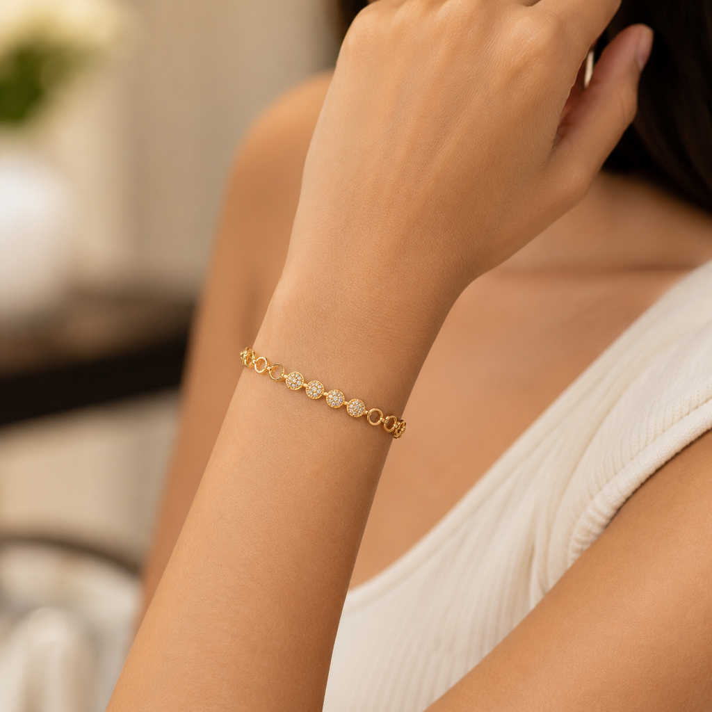 Gold Pavé Cluster Station Bracelet