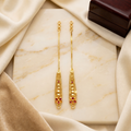 Gold Ruby Floral Base Tapered Ear Chain