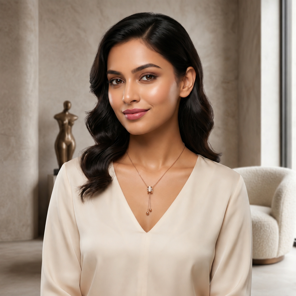 RG Pavé Barrel Lariat Necklace