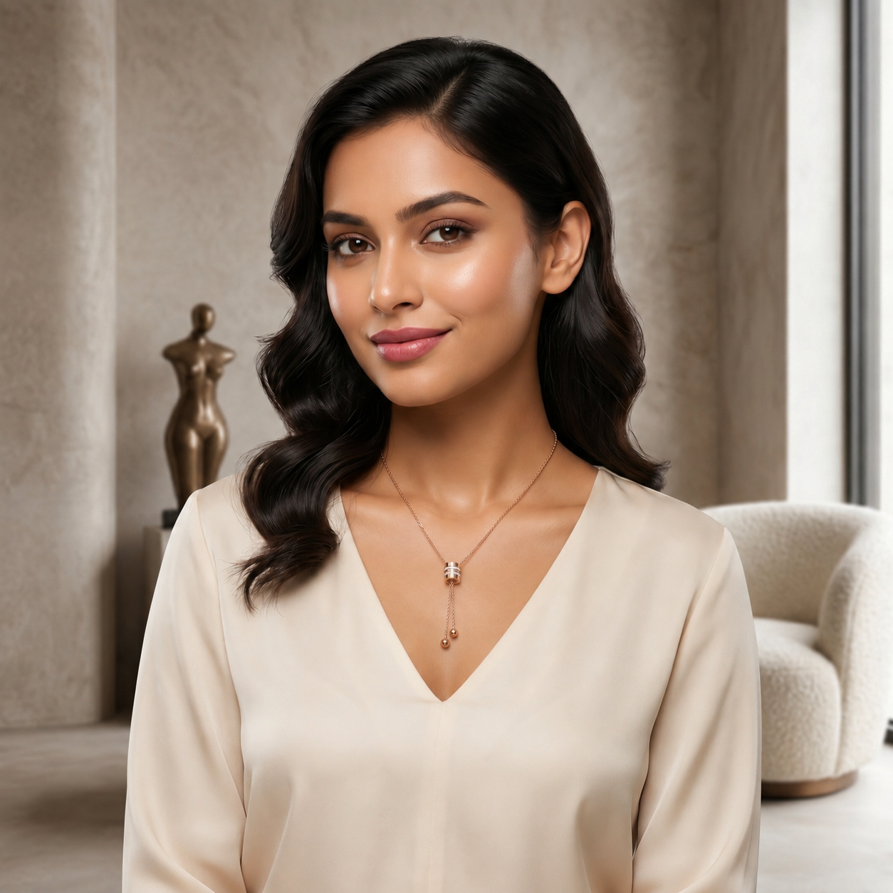 RG Pavé Barrel Lariat Necklace