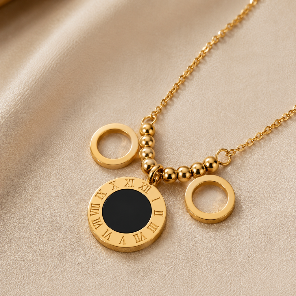 RG Roman Numeral Disc Necklace