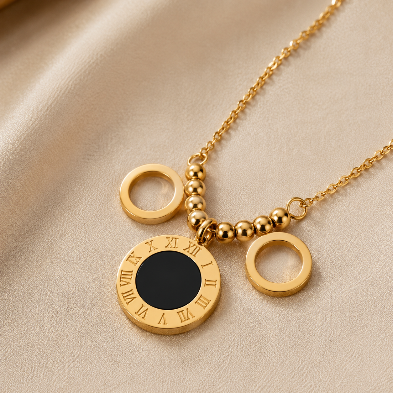 RG Roman Numeral Disc Necklace