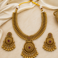 Antique Gold Beaded Fringe Necklace Set