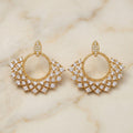 American Diamond Crescent Fan Statement Earrings