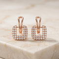 Rose Gold Square Pavé Link Drop
