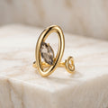 Oval Orbit Statement Ring with Grey Marquise Stone