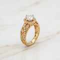 Gold Halo Milgrain Filigree Ring